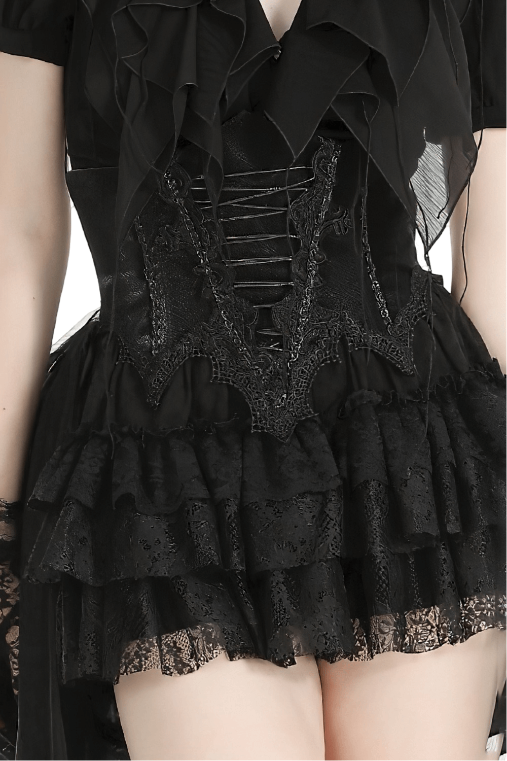 Gothic Lace-Up Corset Belt with Intricate Detailing