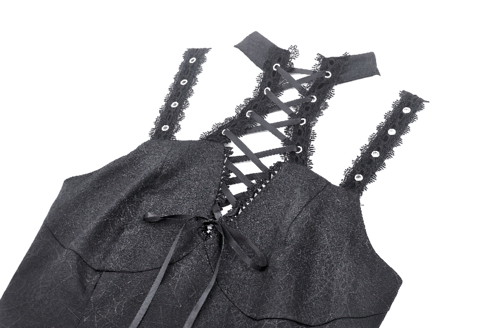 Gothic Lace-Up Corset Top with Lace Details and Straps