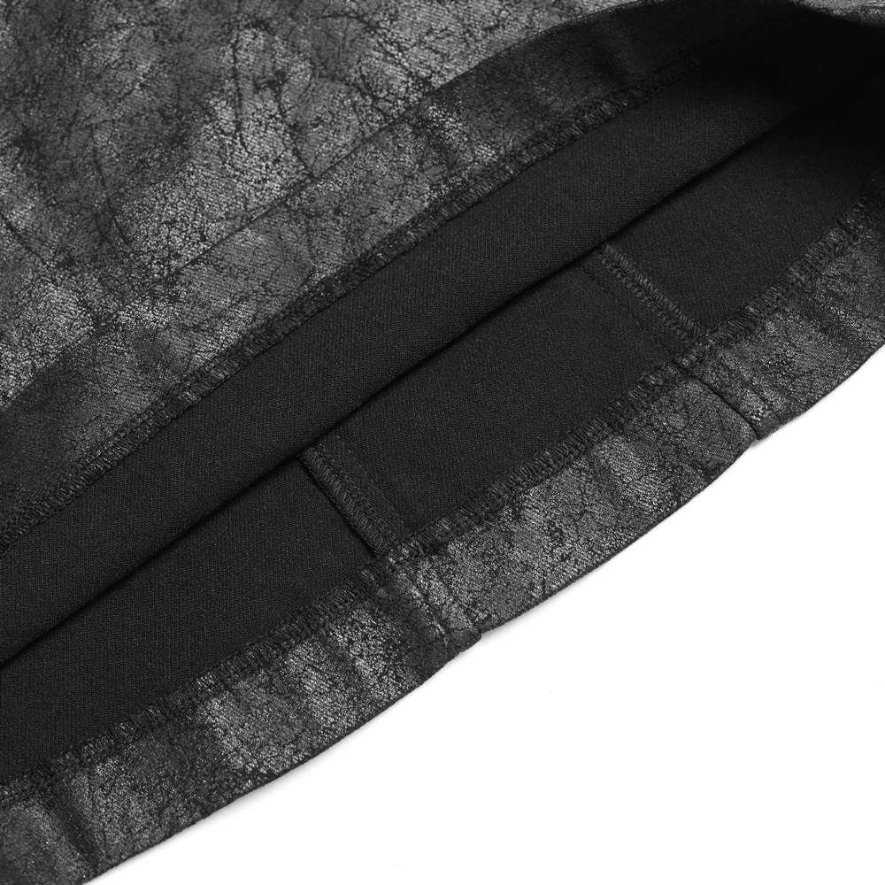 Gothic Lace Up Flared Pants with Metal Eyelet Details close-up of the textural fabric and inner lining.