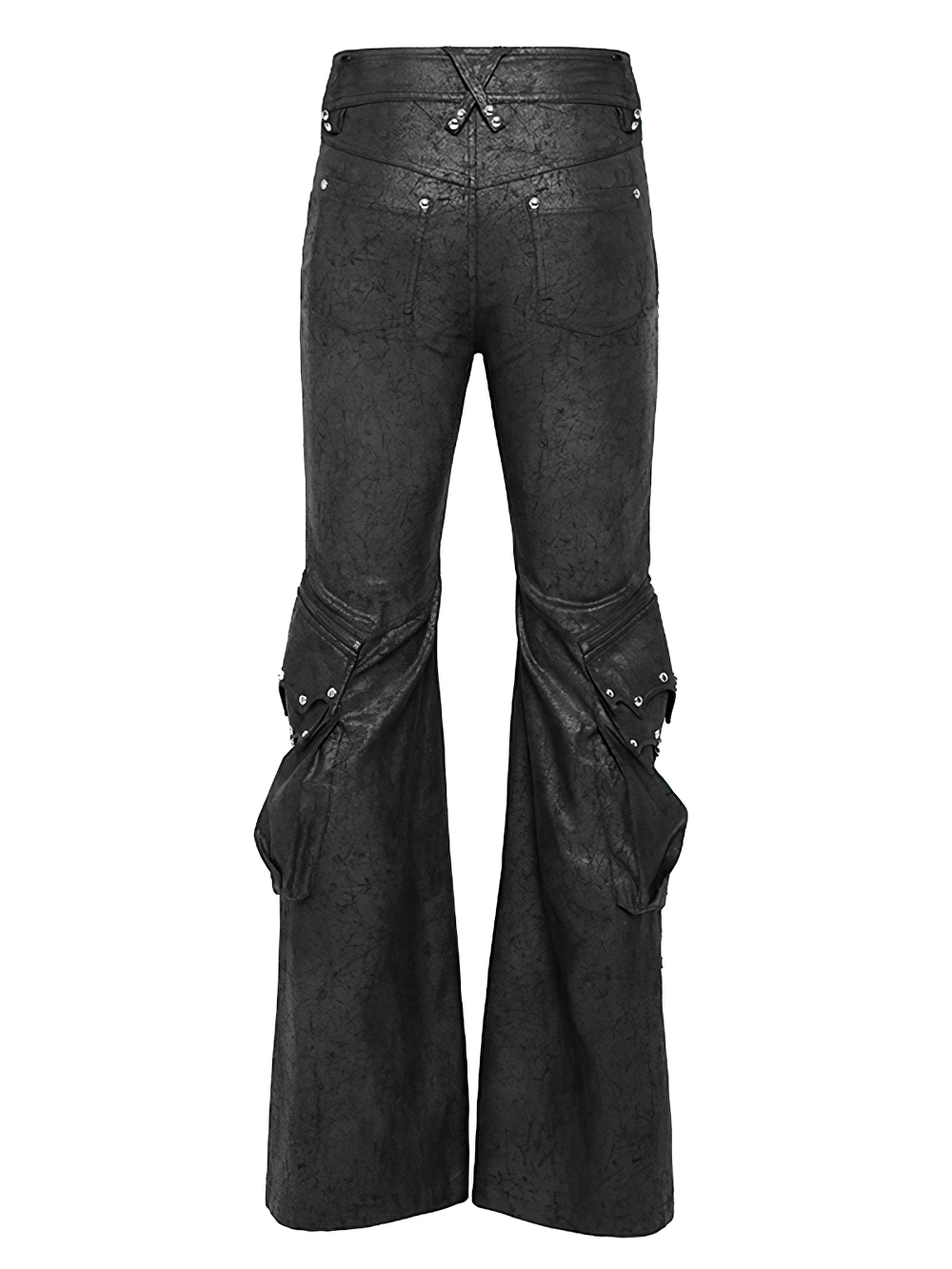 Gothic Lace Up Flared Pants with Metal Eyelet Details showcasing dramatic flared legs and decorative hardware.