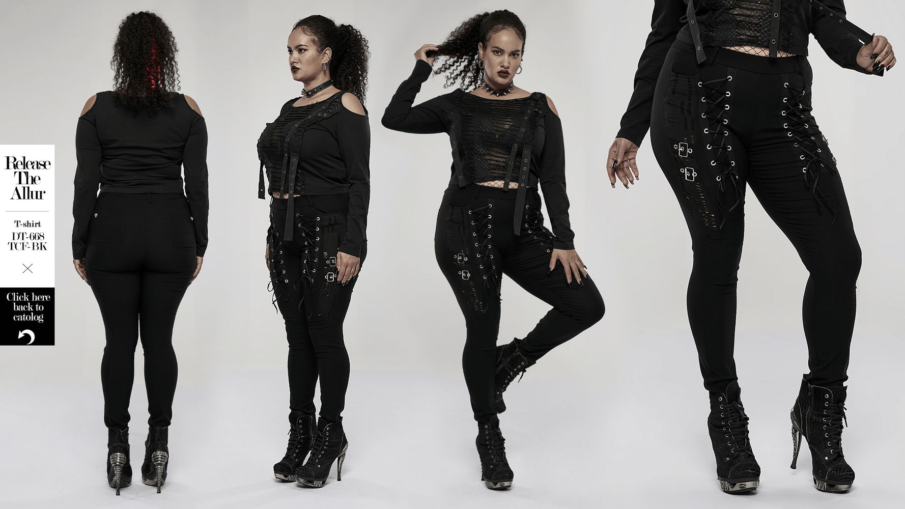 Gothic Lace-Up Front Skinny Fit Pants - HARD'N'HEAVY