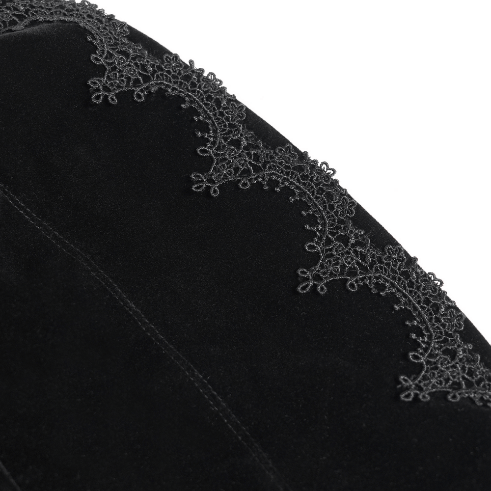 Manteau Queue de Pie Brocart Gothique Victorien avec Bordure en Velours Rouge Vin