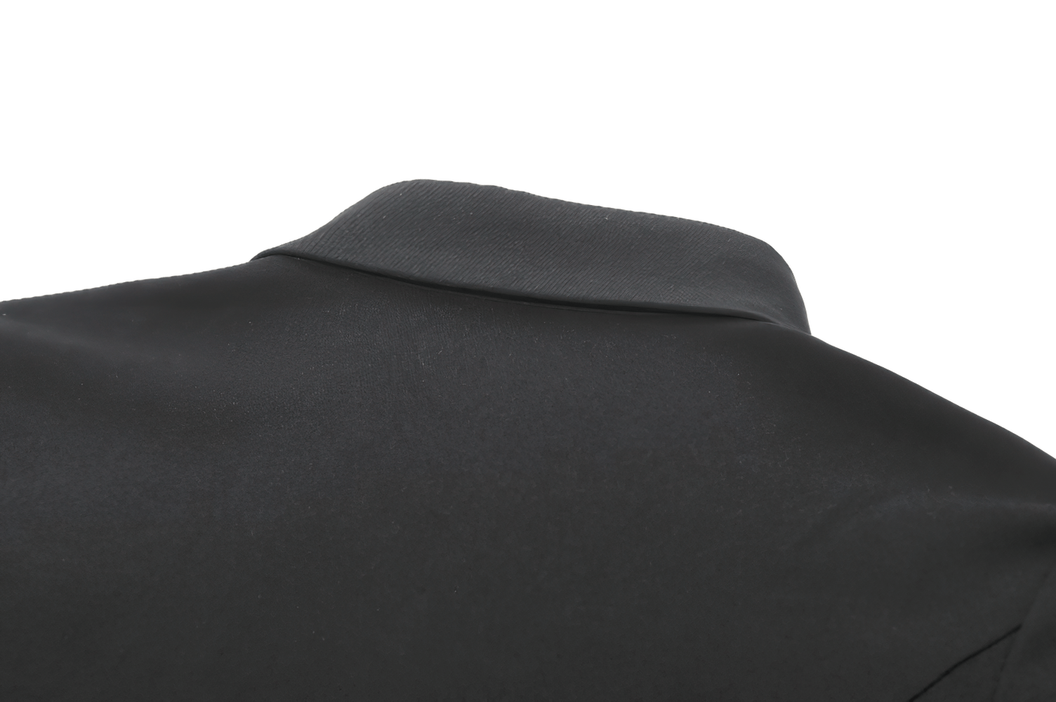 Gothic Lace-Up Shirt with Buttons and D-Ring Collar back view highlighting the collar detail and sleek fabric.