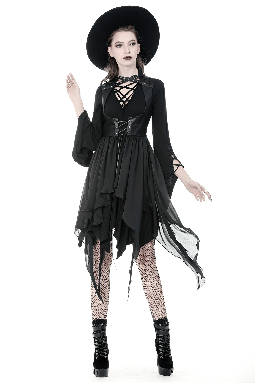 Gothic Lace-Up Waistcoat with an Asymmetrical Hem
