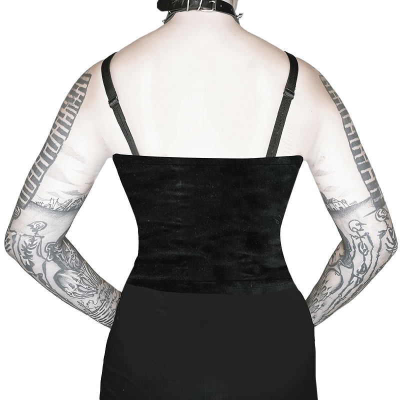 Gothic Ladies Lace Trim Corset with Cross Pattern / Alternative Style Clothes for Women - HARD'N'HEAVY