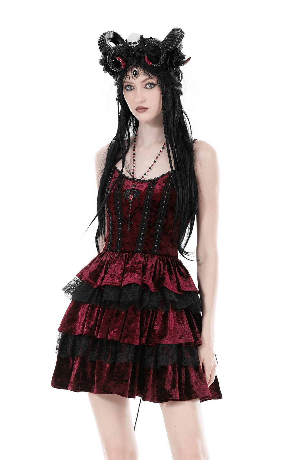 Gothic Layered Lace Dress - Elegant and Stylish
