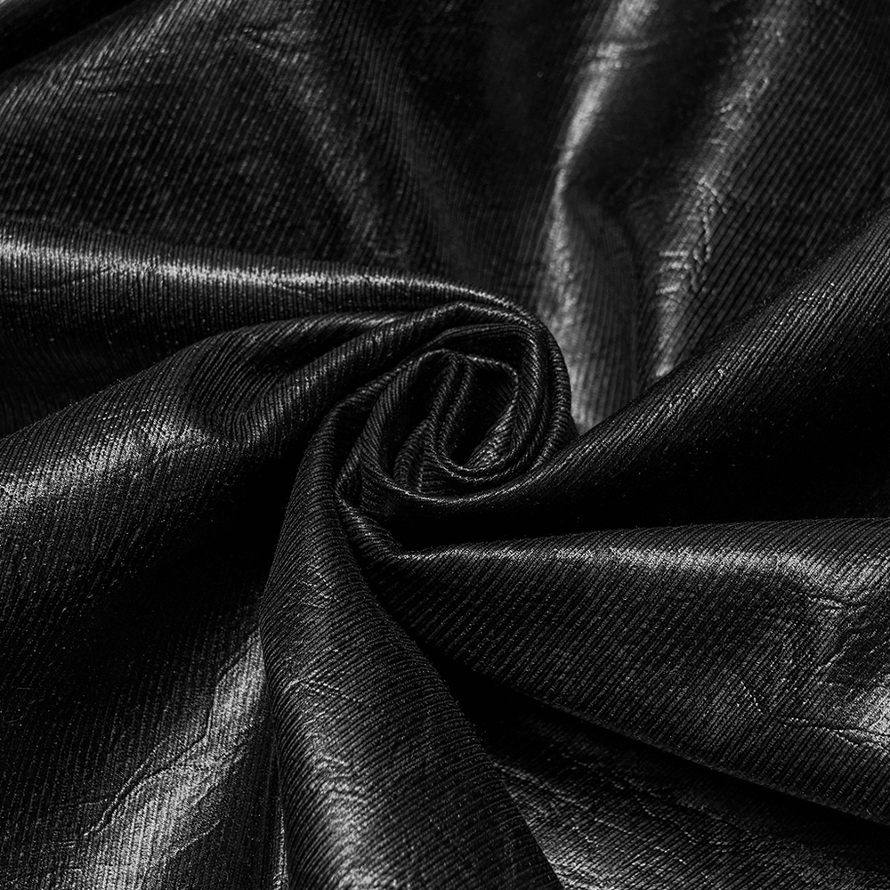 Gothic Leather-Look Military Shirt-Cloak With Metal Details fabric texture close-up.