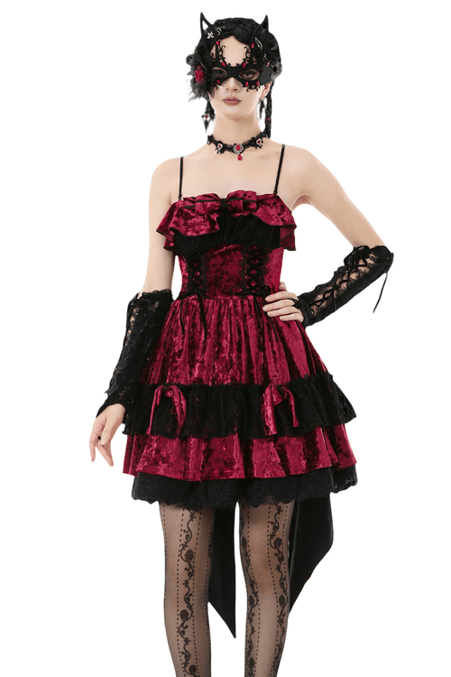 Gothic Lolita Mini Dress with Black Lace Details