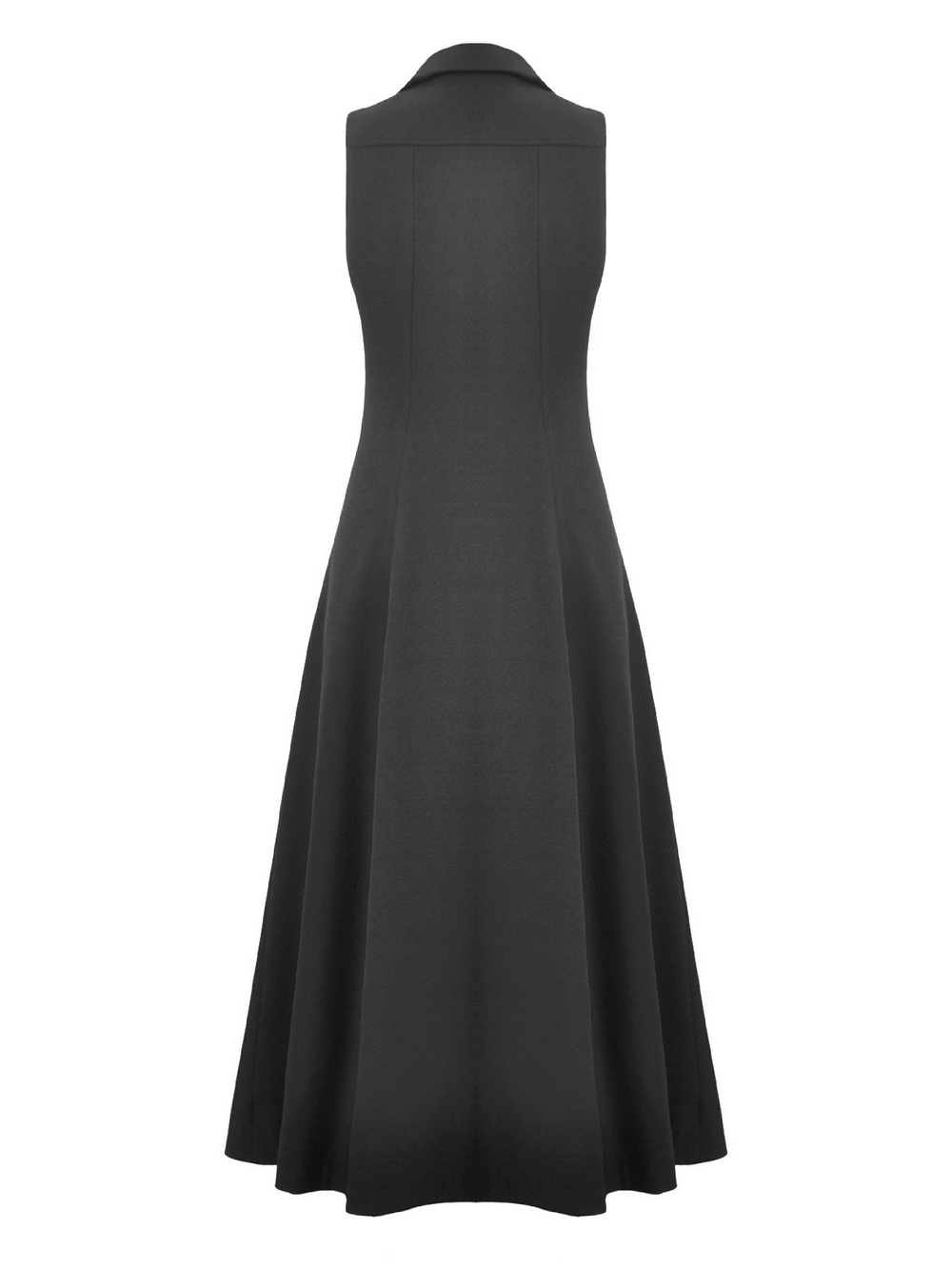 Gothic Long Cape with Studded Detail and Open Front showcased from the back, highlighting its sleek silhouette and elegant design.