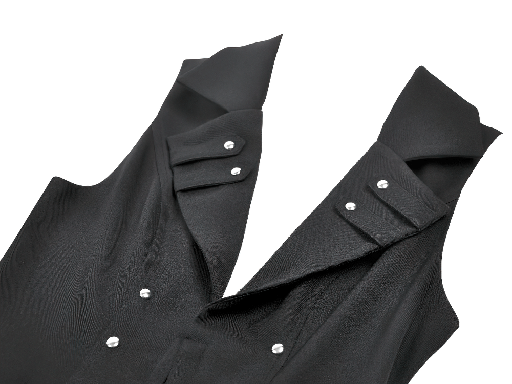 Gothic Long Cape with Studded Detail and Open Front featuring silver-studded detailing and edgy design.