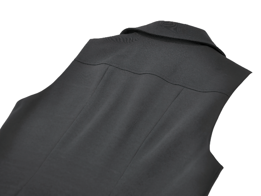 Gothic Long Cape with Studded Detail and Open Front showcasing the back design and smooth fabric texture.