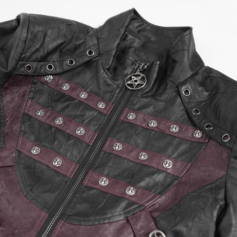 Gothic Long Coat with Buckled Panels and Metal Accents featuring a stylish design and detailed lining.