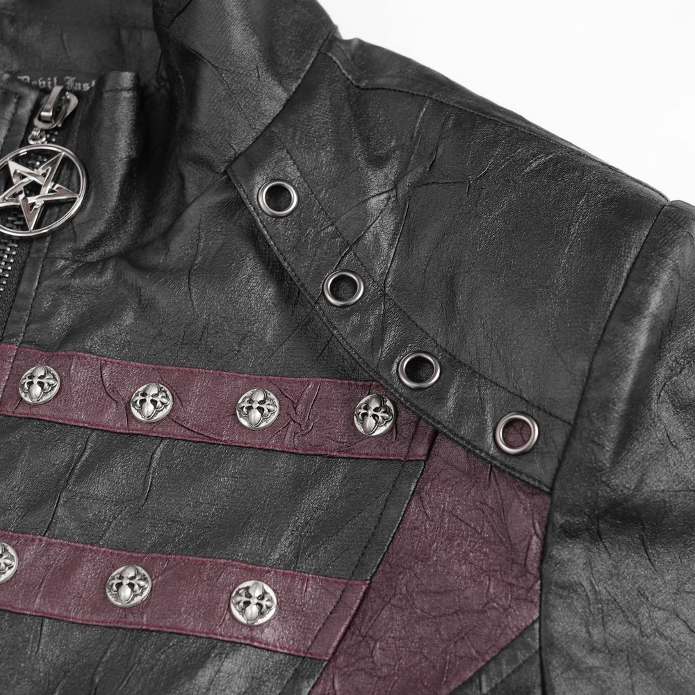 Gothic Long Coat with Buckled Panels and Metal Accents featuring stylish metal details and dark texture.