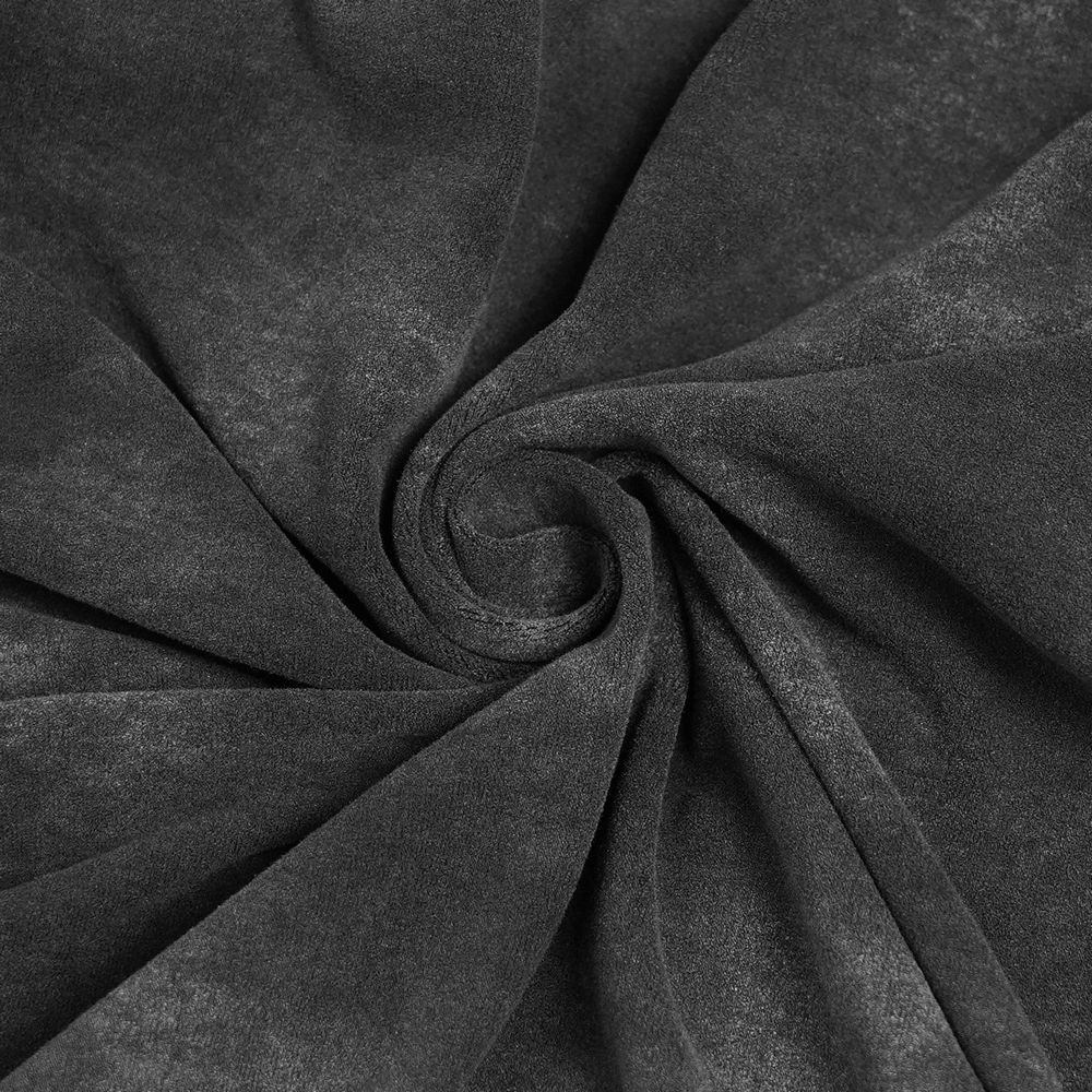 Gothic Long Sleeve Top with Chains and Cutout Design black fabric close-up showing its textured detail and softness.