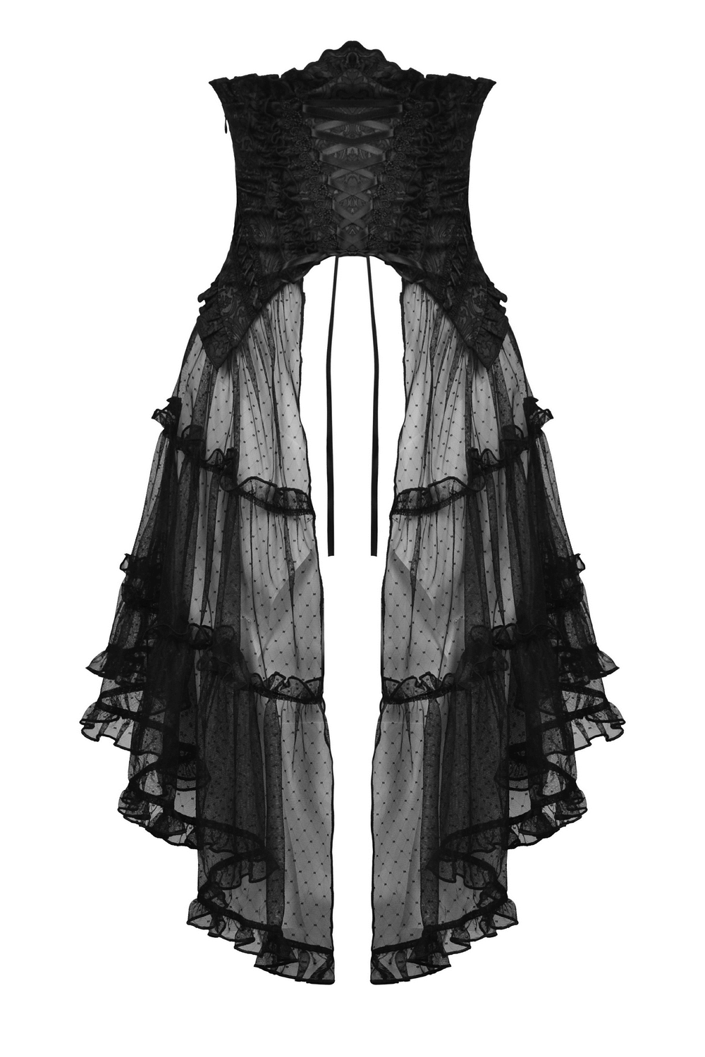 Gothic Luxe Mesh Skirt with Corset Belt for Women