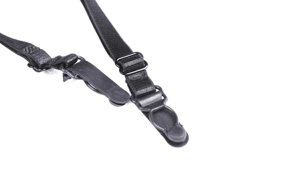 Adjustable black straps with clips, perfect for securing lace corsets and enhancing fit.