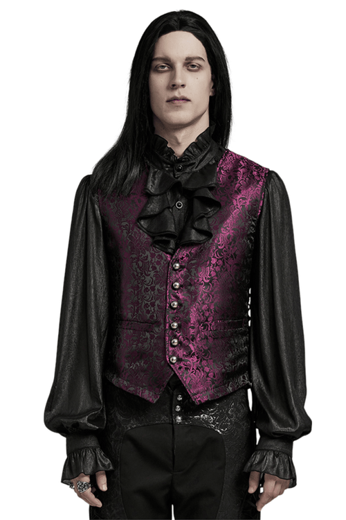 Gotische Herren-Jacquardweste mit Blumenmuster