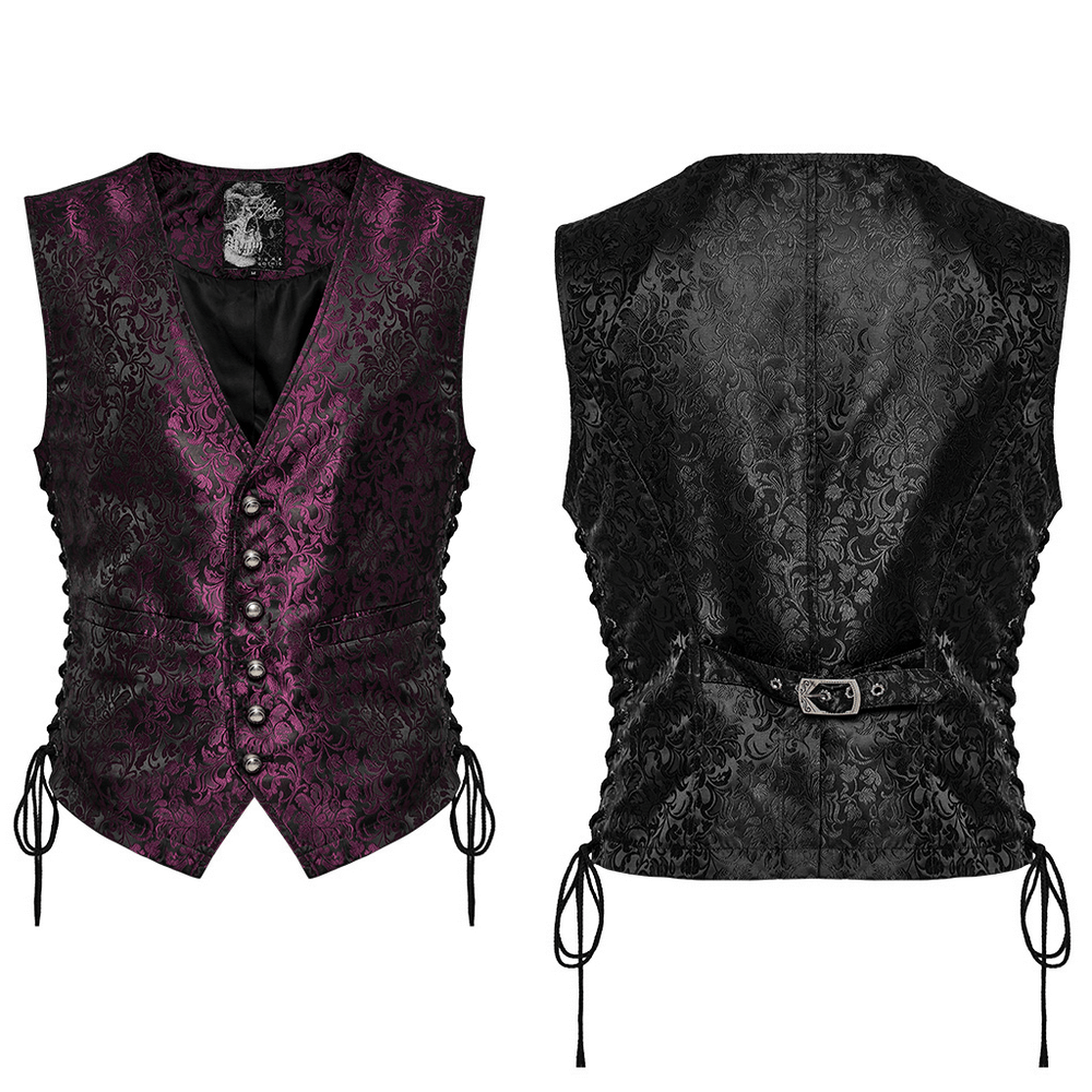 Gothic Men's Jacquard Waistcoat with Floral Pattern