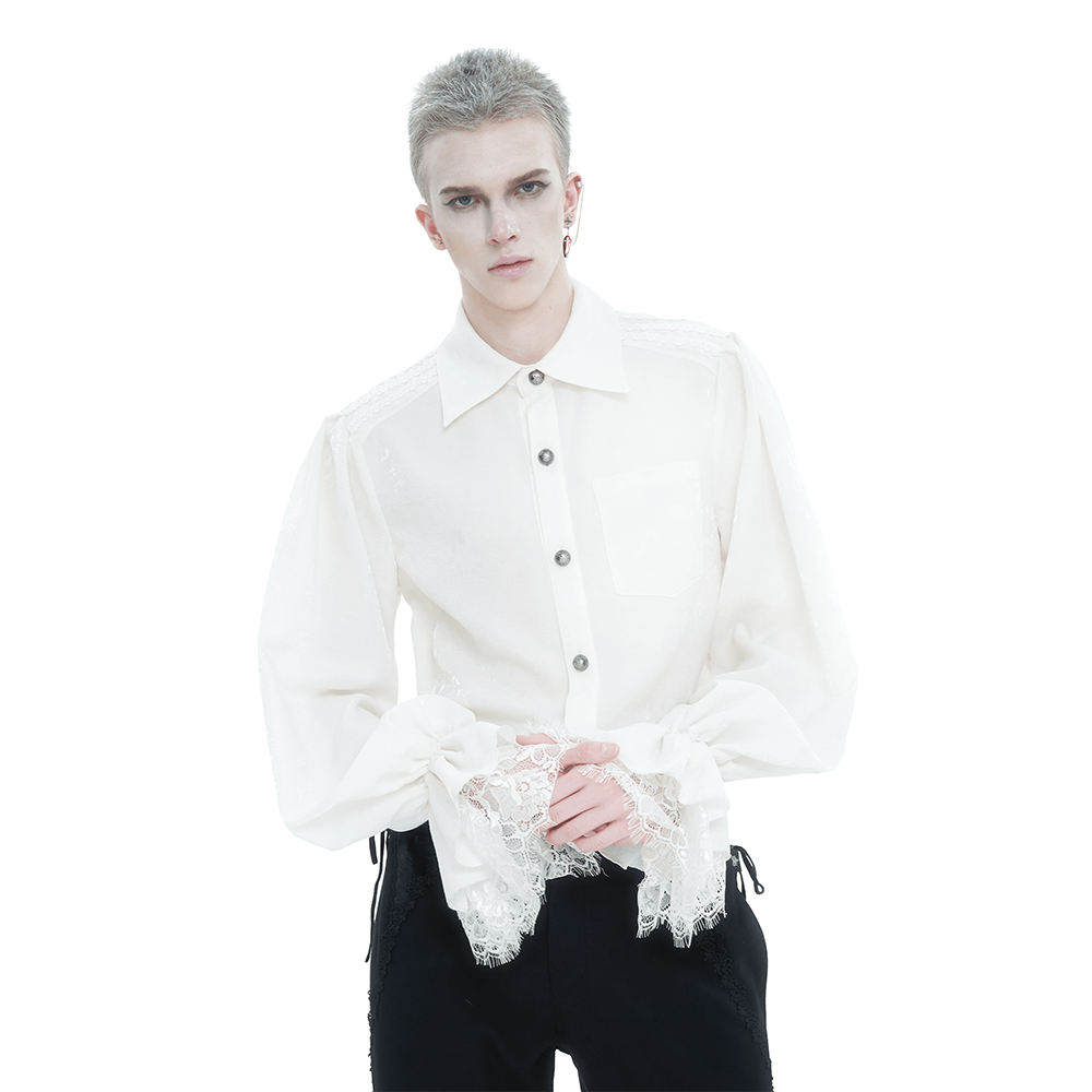 Gothic Men's Turn-Down Collar Shirt with Puff Sleeves / Vintage Male ...