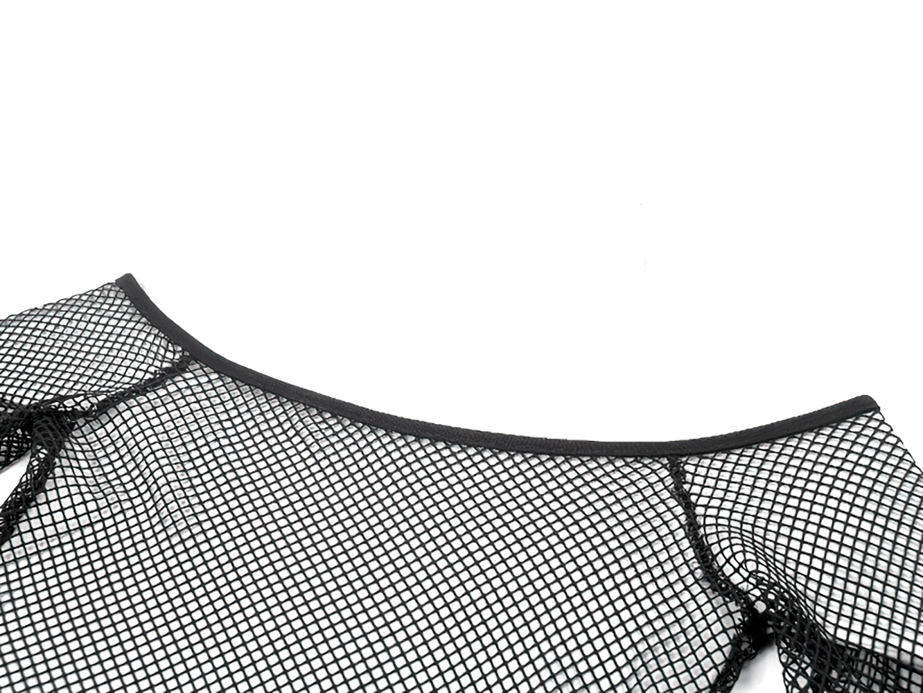 Gothic Mesh Off-Shoulder Long-Sleeved Top for Women showing edgy fishnet design and stylish off-shoulder neckline.