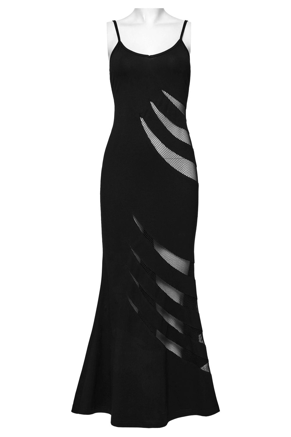 Gothic mesh panel dress with claw slashed design, perfect for punk inspiration and bold fashion statements.