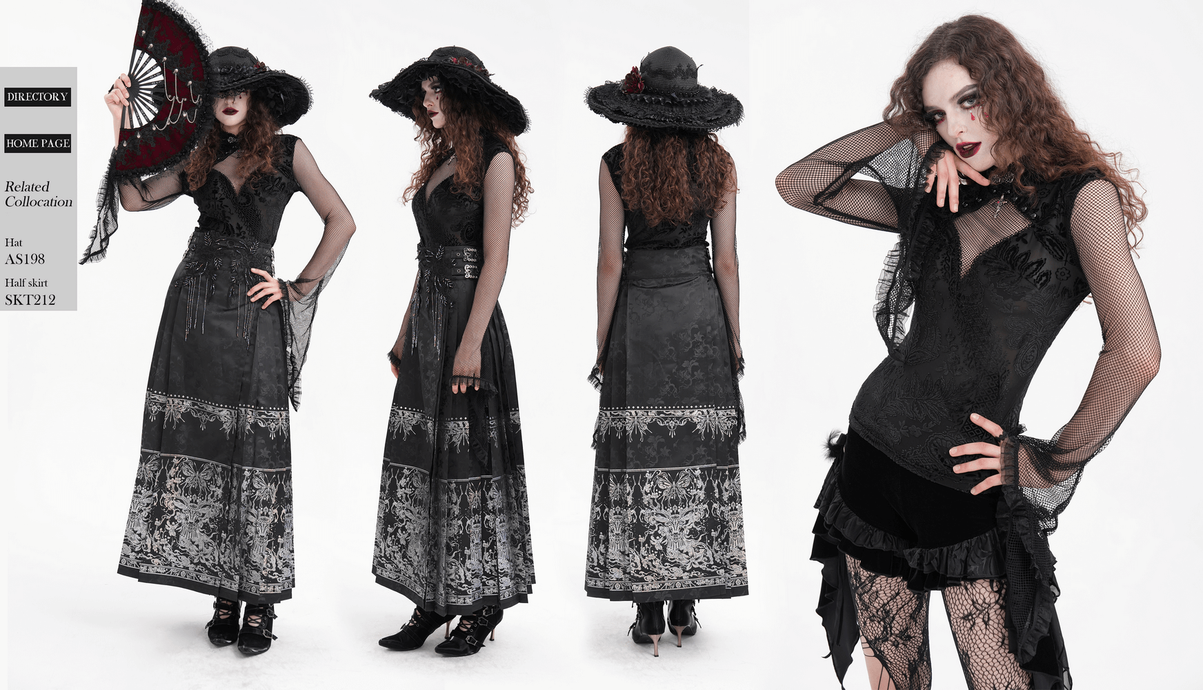 Gothic Mesh Sleeve Top with Lace Pattern and Bell Sleeves