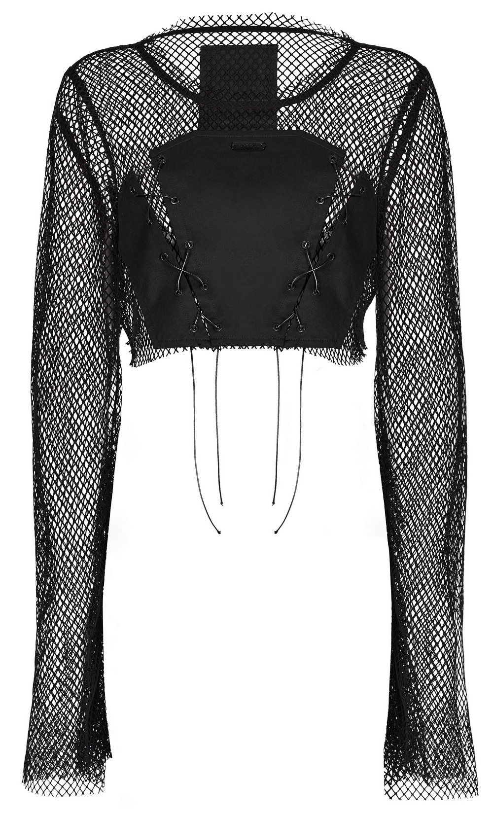 Gothic Mesh Sleeve Top with Punk Lacing Accents