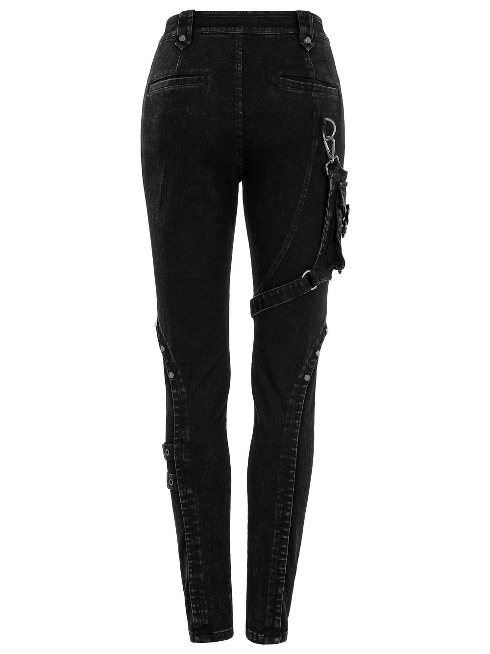 Gothic Metal Mesh Insert Jeans with Detachable Bag - HARD'N'HEAVY