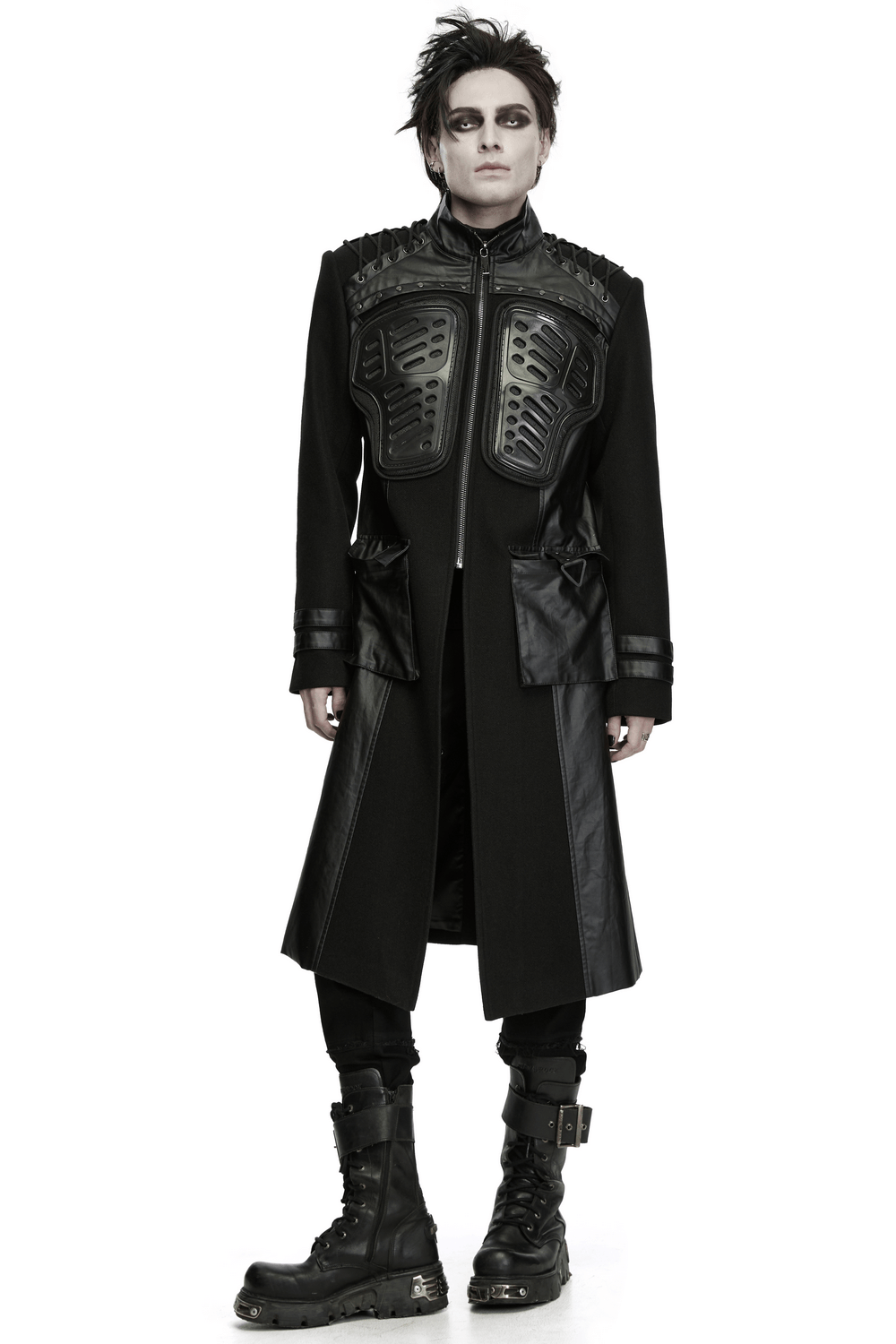 Gothic Military Armor Long Punk Coat With Studded
