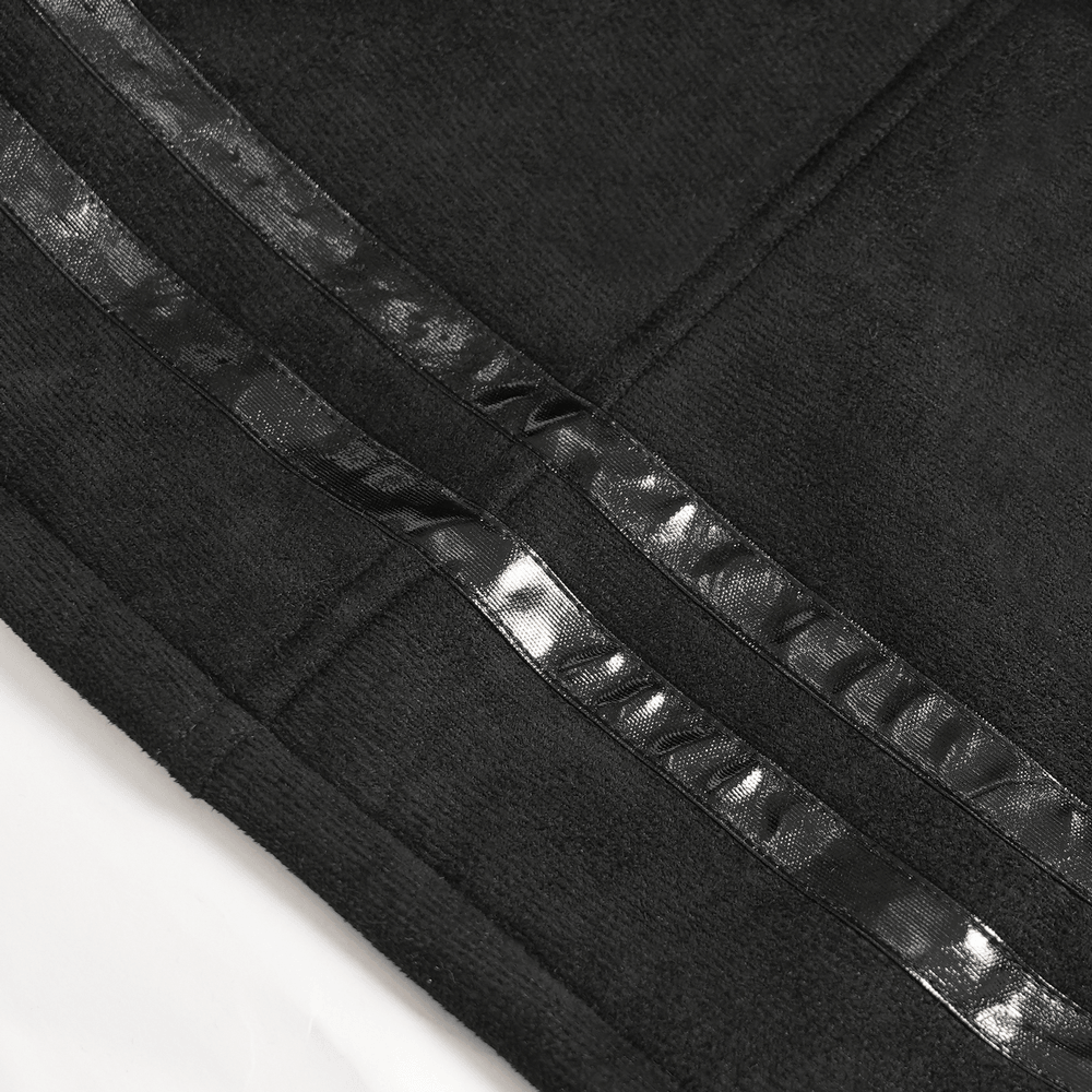 Gothic Military Coat with Chains and Spiked Shoulders black trim detail with glossy accents for a rebellious punk look