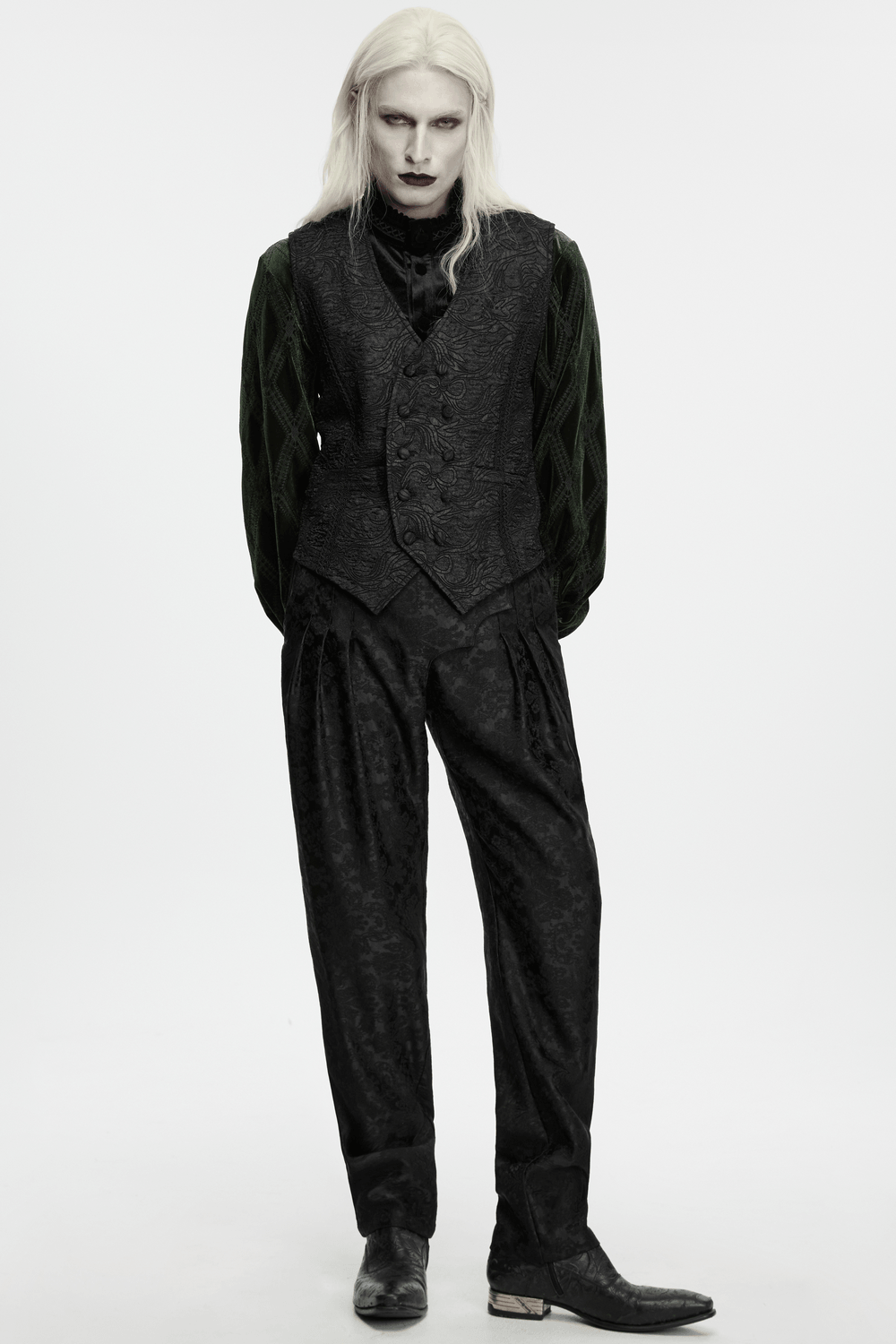 Gilet gothique minimaliste en brocart gaufré