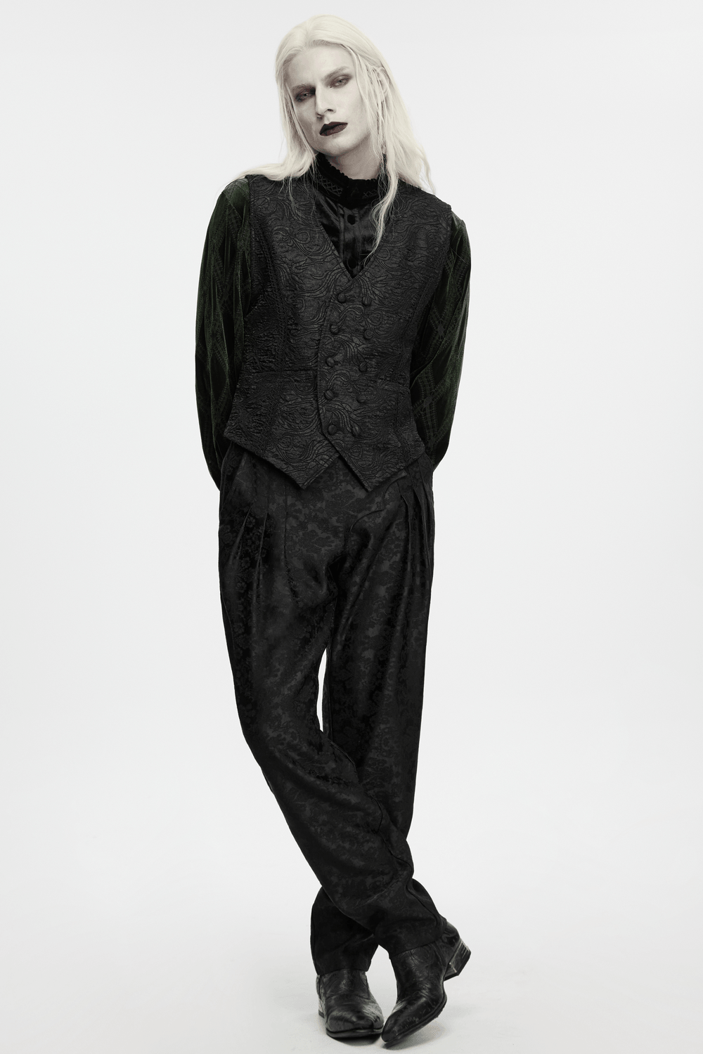 Gilet gothique minimaliste en brocart gaufré