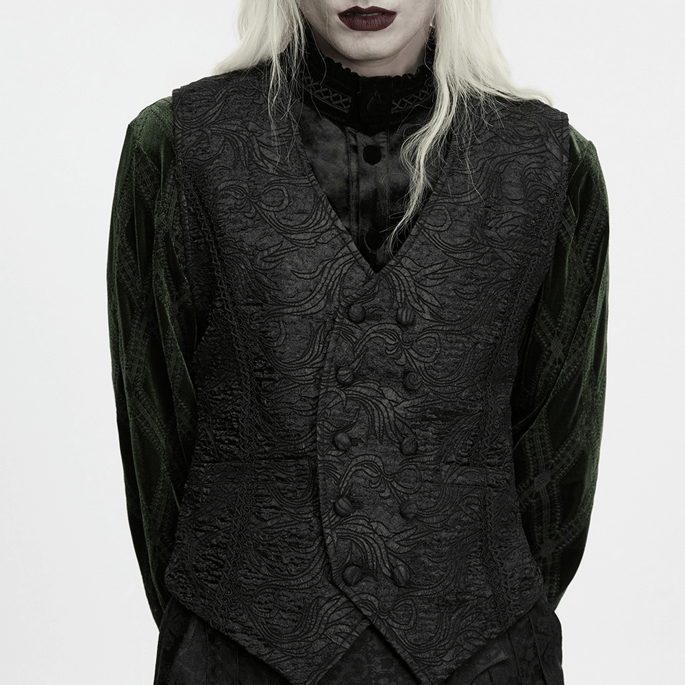 Gilet gothique minimaliste en brocart gaufré