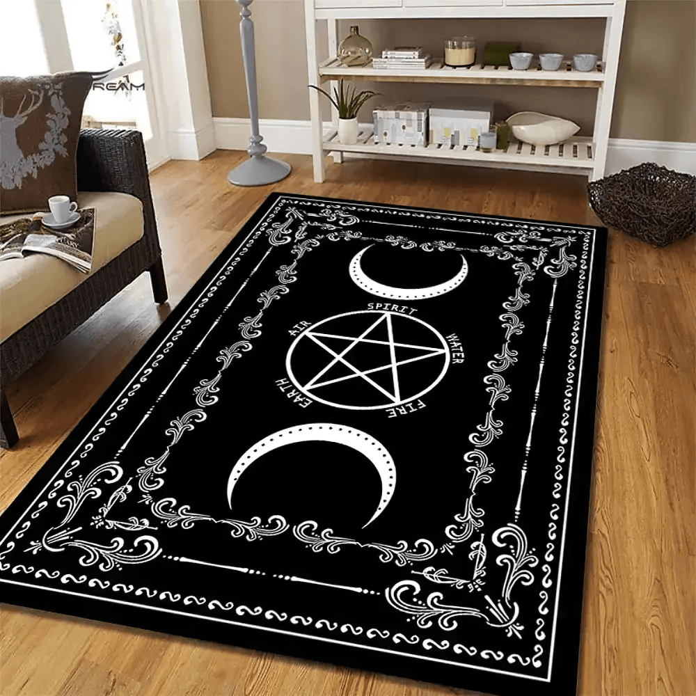 Gotischer Mond- und Pentagramm-Anti-Rutsch-Teppich
