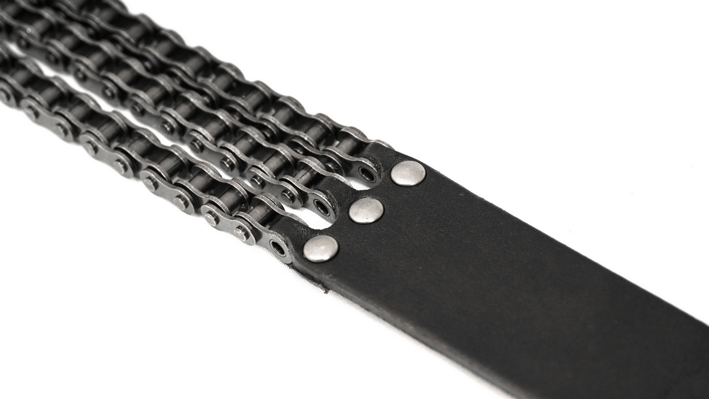 Gothic motorcycle chain belt made of leather and metal, designed for men, perfect for enhancing any edgy outfit.