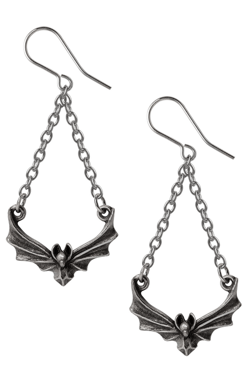 Boucles d'Oreilles Chauve-Souris de Nuit Gothiques avec Design de Chaîne