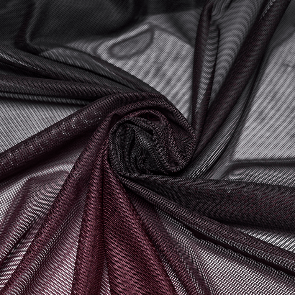 Gothic Ombre Mesh Mermaid Maxi Skirt for Women showcasing the dark gradient fabric with rich textures and flowy layers.