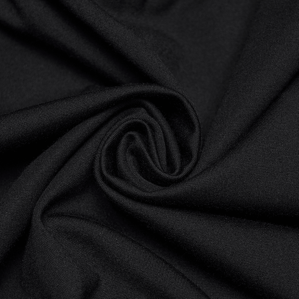 Gothic Ombre Mesh Mermaid Maxi Skirt for Women black knitted fabric close-up image showcasing smooth texture.