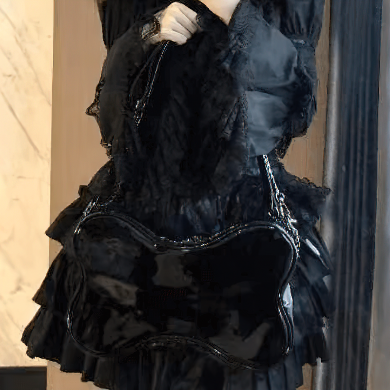 Gothic Patent Leather Bone Shape Bag / Punk Style Single Crossbody Bag - HARD'N'HEAVY