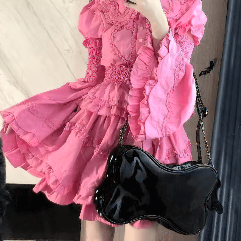 Gothic Patent Leather Bone Shape Bag / Punk Style Single Crossbody Bag - HARD'N'HEAVY