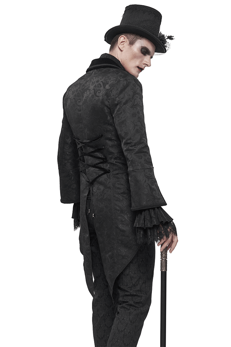 Gothic Pattern Swallowtail Coat / Men's Flared Sleeves Zipper Tailcoat - HARD'N'HEAVY