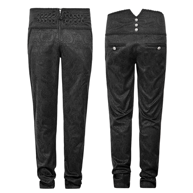 Gothic Peacock Buttons Jacquard Pants for Men, featuring intricate peacock button details and a stylish silhouette.