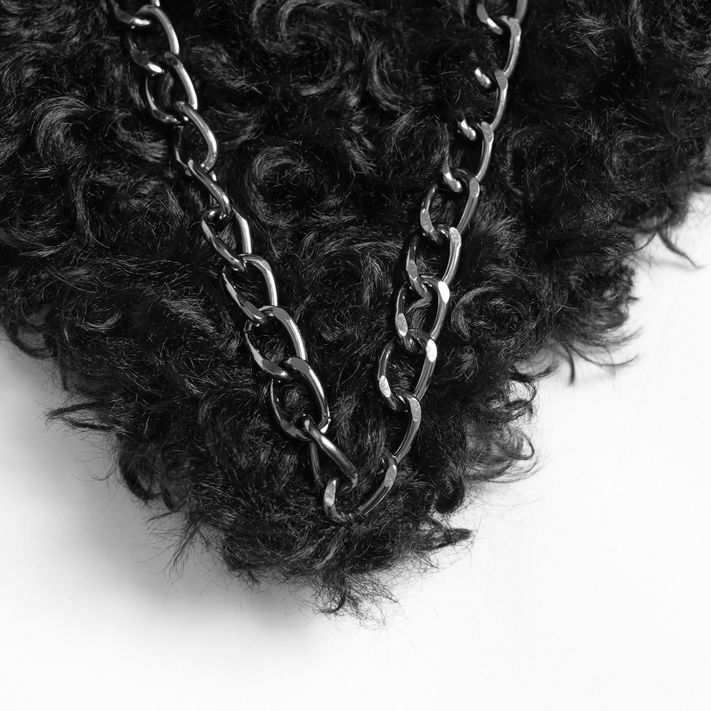 Gothic Pentagram Faux Fur Shoulder Bag with Chains