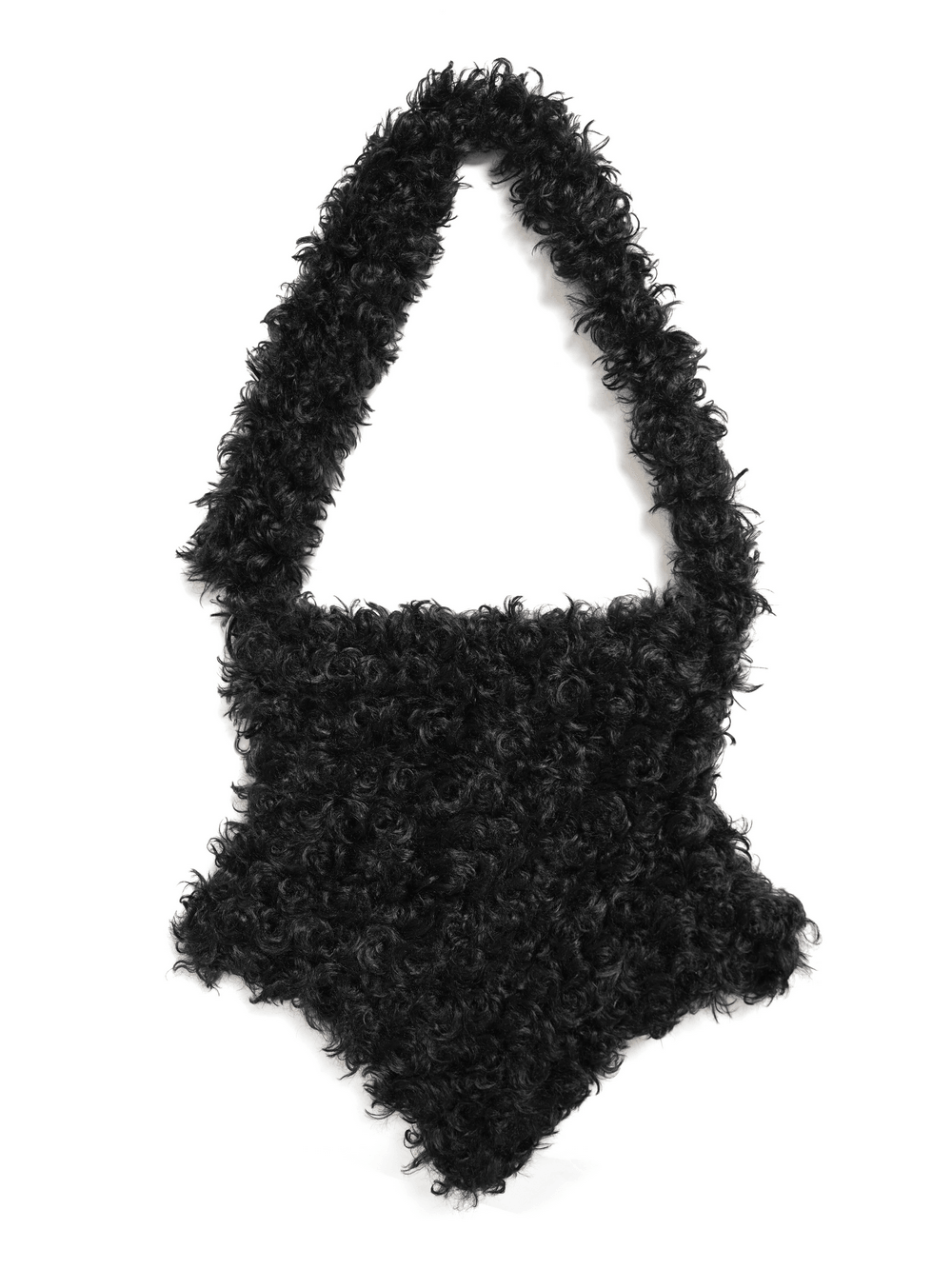 Gothic Pentagram Faux Fur Shoulder Bag with Chains