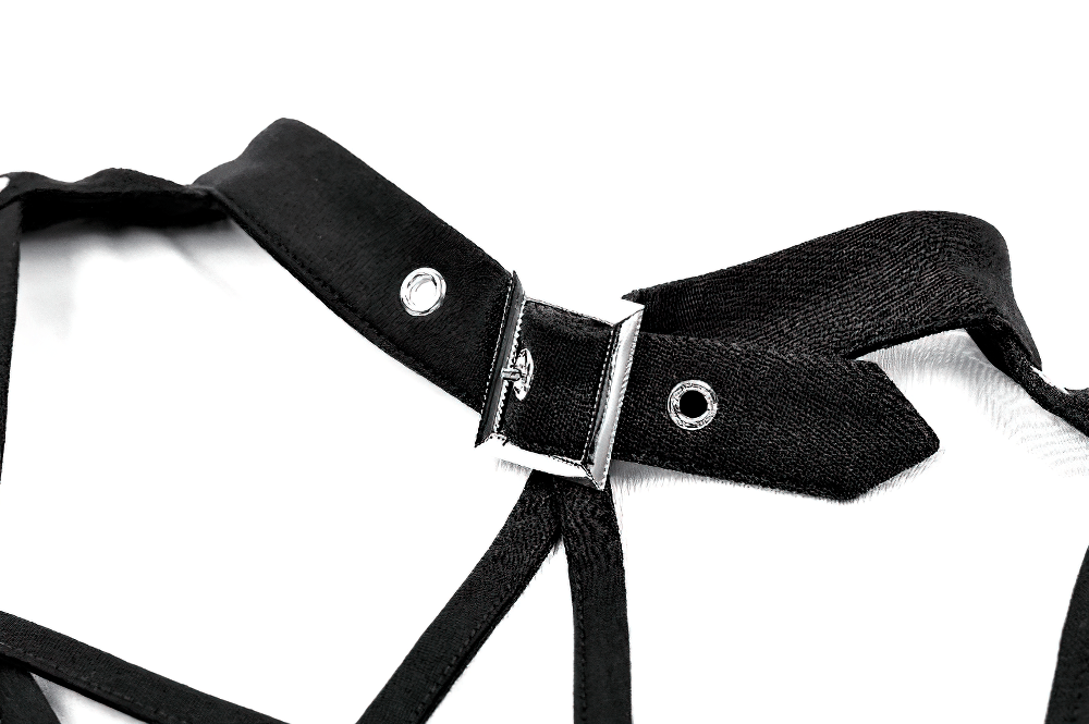 Haut noir sans manches avec harnais pentagramme gothique
