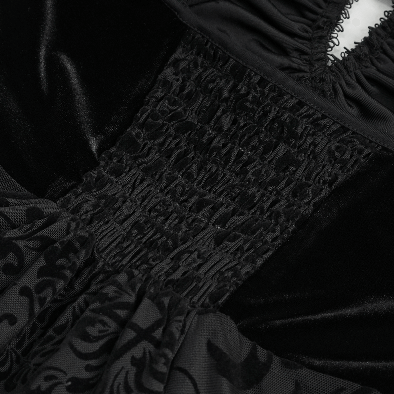 Gothic Pentagram Strappy Irregular Dresses / Women's Vintage Backless Black Dress - HARD'N'HEAVY