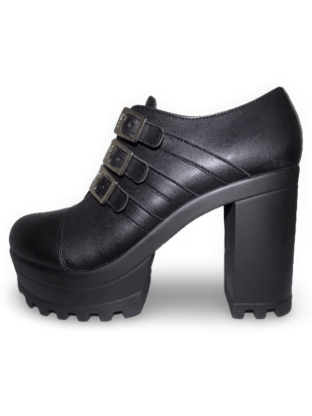 Gothic Platform Booties with Buckles and High Heel