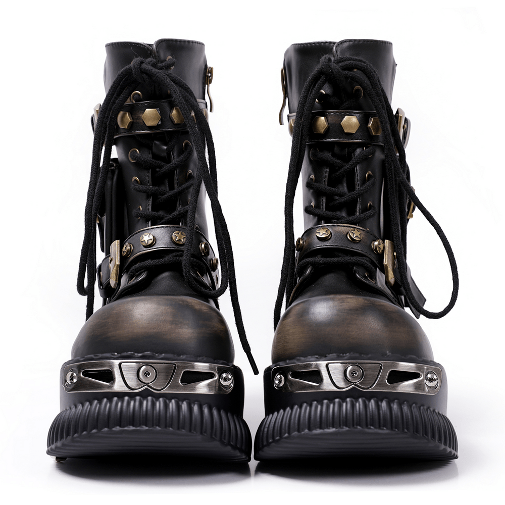 Braune Plateau-Sneaker aus Wildleder mit Sternprägung
