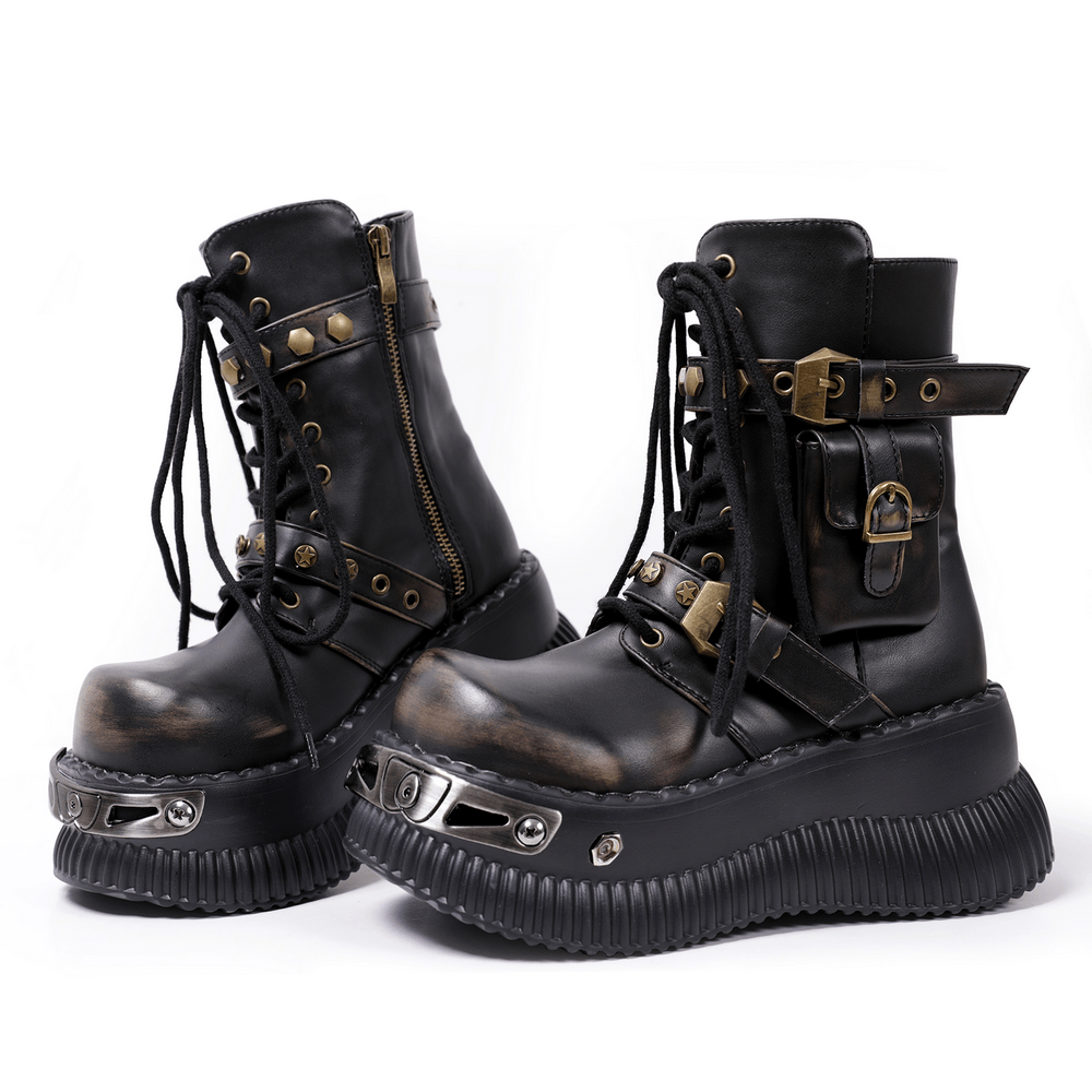 Braune Plateau-Sneaker aus Wildleder mit Sternprägung
