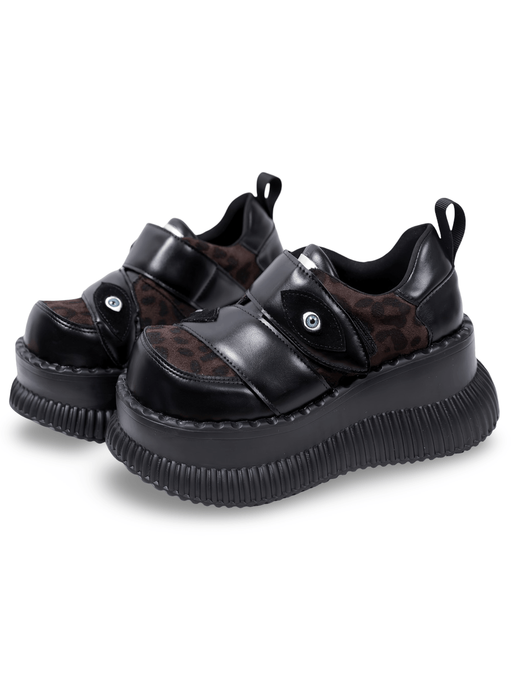 Gothic-Plateau-Loafer mit Leoparden-Mikrofaser-Detail